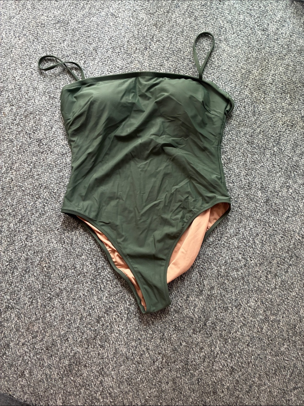 J. Crew Olive Green One-Piece Swimsuit with Nude Lining